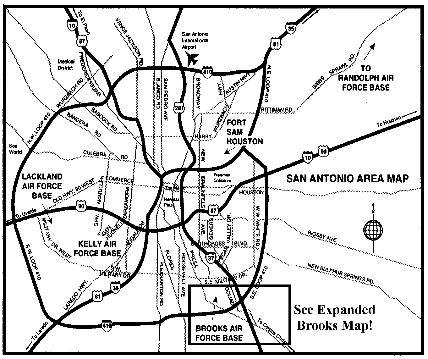 Map to Brooks AFB - See Detail to Right